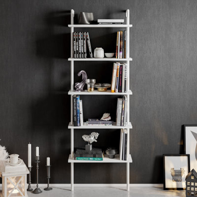Iker 174cm H x 60cm W Stainless Steel Ladder Bookcase