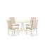 L'ensemble de table de salle à manger 5 pièces pour 4 personnes comprend une table de cuisine ronde avec piédestal et 4 chaises rembourrées en tissu de lin beige clair, lin blanc-1243050151-1243050150-1326178731
