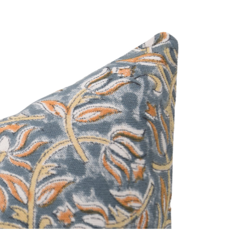 Coussin décoratif en coton fait à la main à imprimé bloc pour canapé, lit et salon - 26 po x 26 po, H 26 po x l 26 po