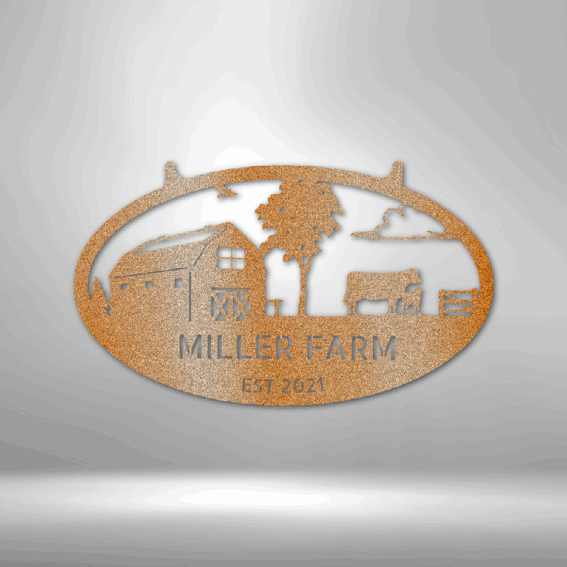 Décoration murale en acier personnalisable Farmstead, H 14,25 po x l 14,5 po x P 0,5 po, Oui, Cuivre