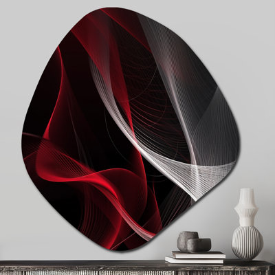 Abstrait contemplatif rouge et noir I, art mural asymétrique en métal, impression d'art moderne en forme unique