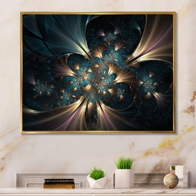 «Gold and Blue Fractal Reverberations I», reproduction d'art sur toile