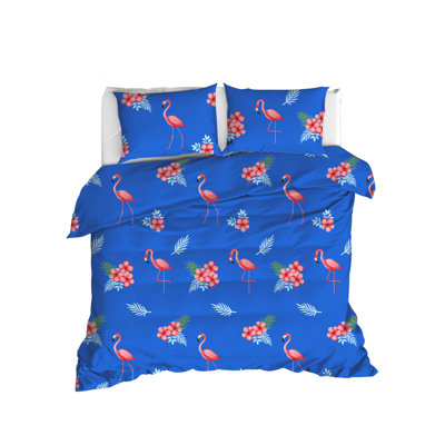 Ensemble de housse de couette 100% coton bleu / rose Jonnah