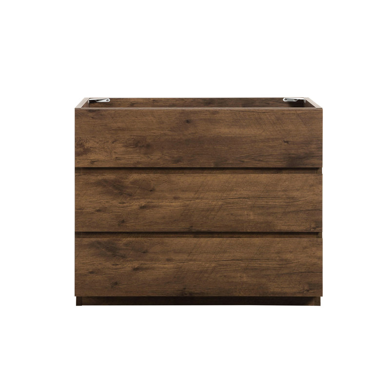 Armoire de salle de bain pour salle de bain - Noyer, 3 tiroirs, élégance moderne, plancher noyer silencieux à trois niveaux, maximise