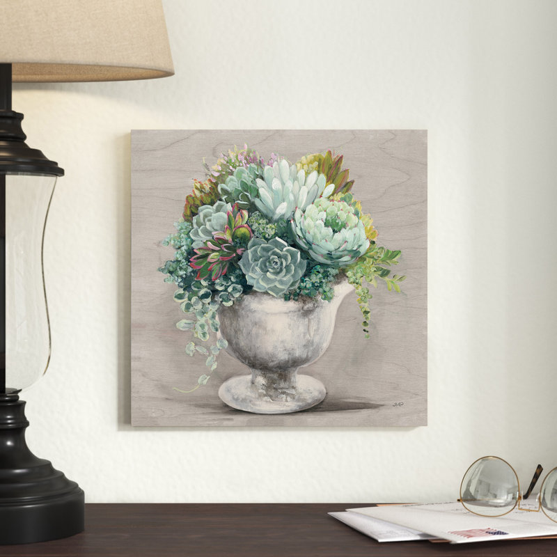 Festive Succulents I Gray par Julia Purinton, reproduction d'art sur toile tendue, H 12 po x l 12 po