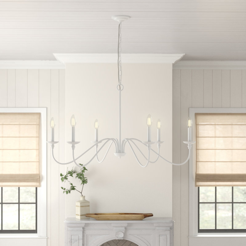 Ableton Iron 6-Light Chandelier, 25" H x 48" W x 48" D, White