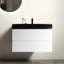 Meuble-lavabo de salle de bain 36 po - Design charismatique mural moderne blanc, grand rangement, tiroirs silencieux mat, lavabo noir et design sans couture-1673739152-1673739166-1673739164