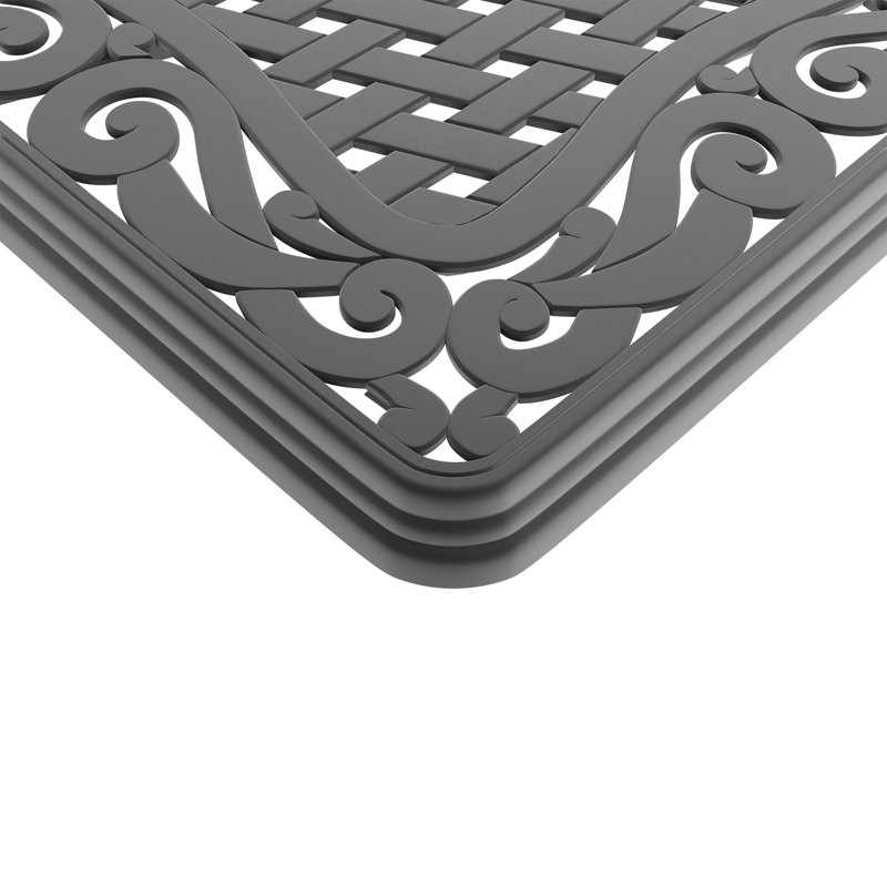 Cet ensemble de salle à manger en fonte d'aluminium toutes saisons comprend des chaises pivotantes et une table rectangulaire avec une structure noire