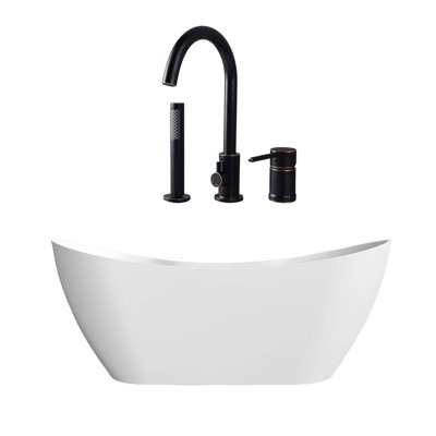 67'' x 28.38'' Freestanding Soaking Acrylic Bathtub with Faucet