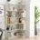 Bibliothèque de coin autoportante de 90 cm (35,43 po) pour le salon, la chambre à coucher, le bureau personnel, la bibliothèque en bois avec panneau anti-chute et dispositif anti-basculement, vitrine de rangement ouverte 5 couleurs