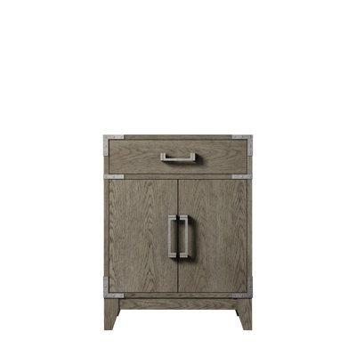 Meuble-lavabo simple en chêne gris 24 po x 18 po à fermeture douce et beaucoup de rangement intérieur entièrement assemblé pour faciliter l'installation de l'armoire l 24 po x P 18 po