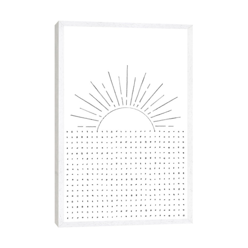 Line Art Sunset - Print on Canvas, White Framed, 66.04cm H x 45.72cm W x 3.81cm D