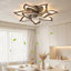 Ventilateur de plafond géométrique à 10 têtes, 81 cm (32 pouces), couleur bois, avec télécommande et montage encastré discret.-136069969