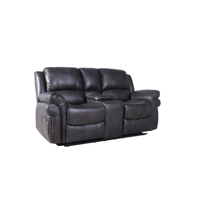 Causeuse inclinable manuelle en cuir végétal super doux et moderne de 73,2 po Adele