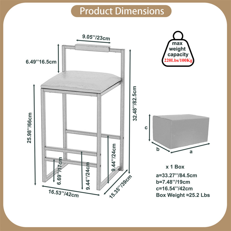 Melsa Counter Stool with Metal Frame