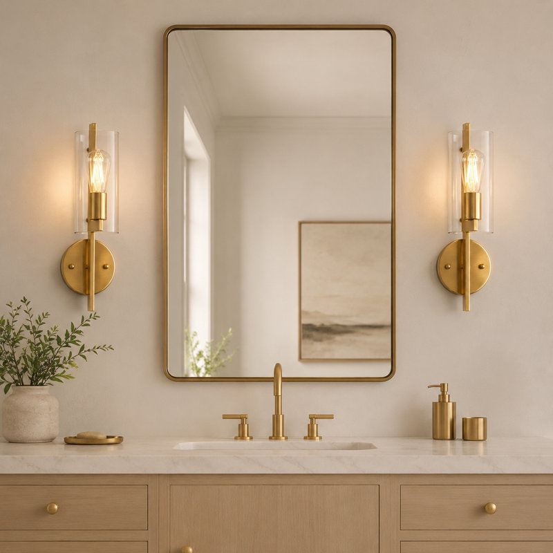Armed Wall Sconces Light with Cylinder Glass Shade Wallchiere