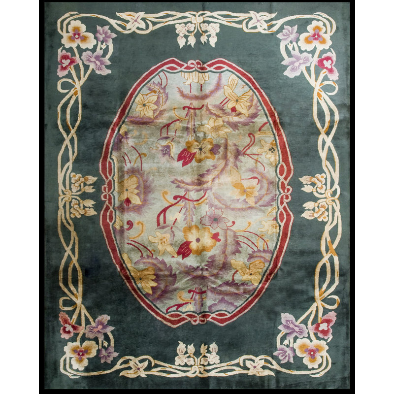 Antique Chinese Art Deco / Art Nouveau Room Size Wool Rug