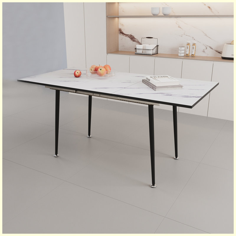 Table de salle à manger moderne et extensible avec pieds en métal