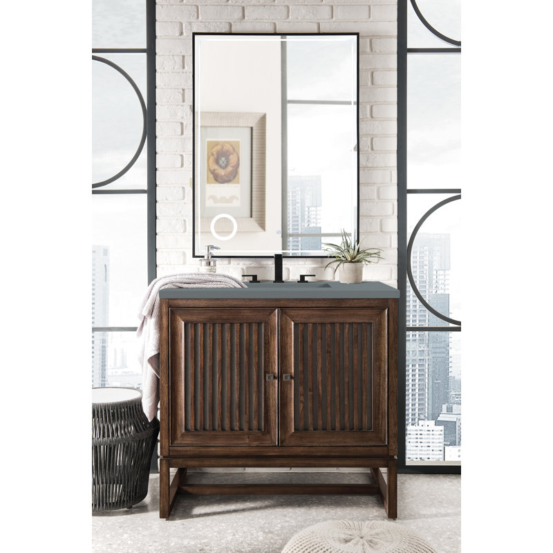 Athens 36'' W Single Vanity, Carrara White, Glossy White, 8" Widespread