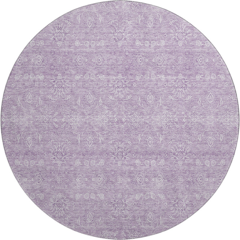 Tapis lavande Prisco lavable à la machine de qualité supérieure, Rond 8 pi