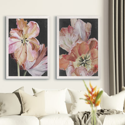 " Pastel Parrot Tulips I " by Vincent Van Gogh 2 - Pieces