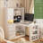 Desks, Modern L-Shaped Corner Desk with Charging Station, Storage &amp; LED Light | White | MDF-2005337037-2005337036