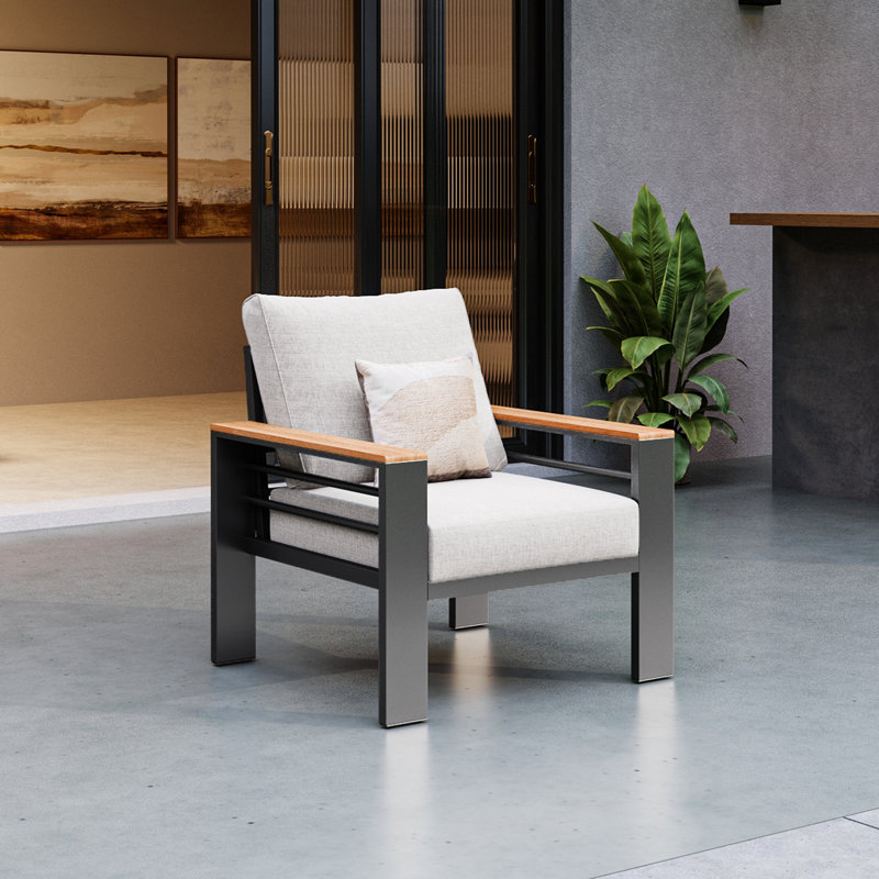 Ensemble de chaises d'extérieur modernes 30,7 po 2 pièces, Gris clair