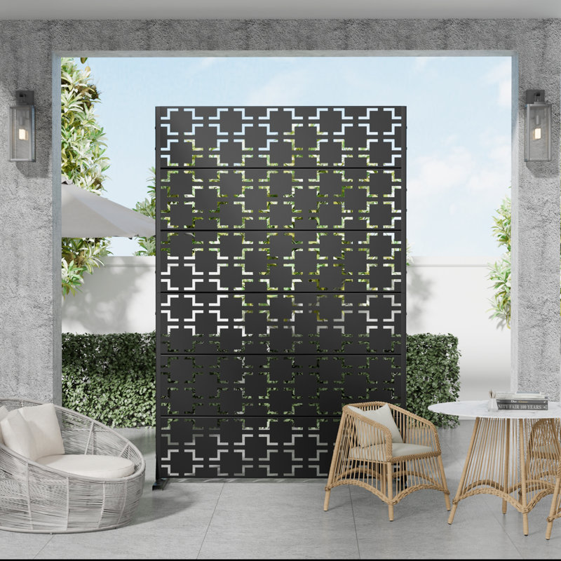 6 ft. H x 4 ft. W Metal Privacy Screen, Black