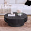 Table basse 31,5 "ronde avec rangement Table d'appoint moderne en placage de bois massif pour salon, chambre à coucher, appartement ou bureau, noir-1814604119