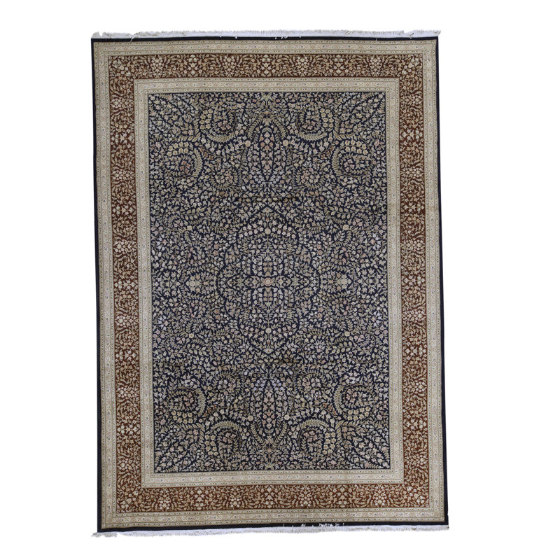 Hand-Knotted High-Quality Navy and Red Area Rug