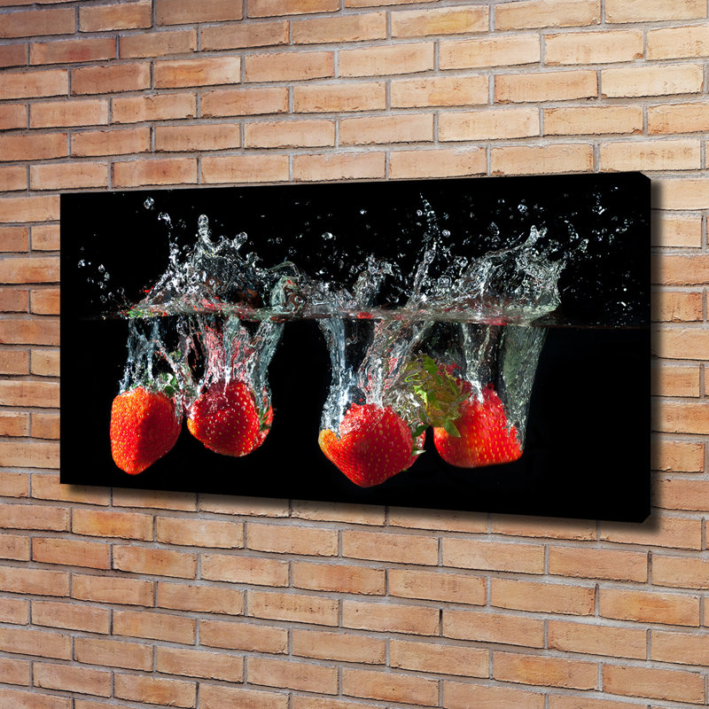 Strawberries Under Water - Wrapped Canvas Print