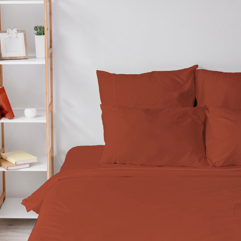 6 Piece Ultra Soft Double Brushed Microfiber Sheet Set, Cooling Sheets with Extra Deep Pockets - Machine Washable, Orange