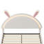 European Single & Double Velvet Bed with LED Nightlight, Upholstered Frame with Rabbit Design & Under-Bed Clearance, Pink / Beige-1806879326
