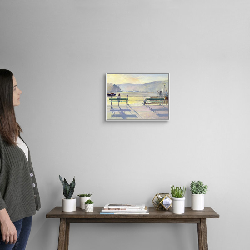 «Harbor View» par Timothy Easton, reproduction d'art graphique sur toile, H 14 po x l 18 po x P 1,75 po, Cadre flottant blanc