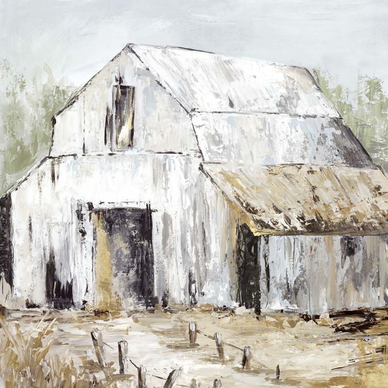 Asua White Barn - reproduction sur toile tendue, H 36 po x l 36 po