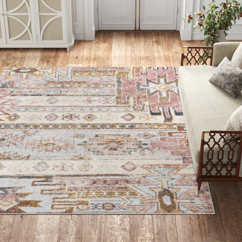 Tapis gris / crème / kaki Beanca, Rectangle 7 pi 10 po x 10 pi 3 po