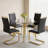 Modern Glam 5-Piece Round Tempered Glass Dining Table Set with Gold Base and Cantilever Chairs-1392514953-1392514952