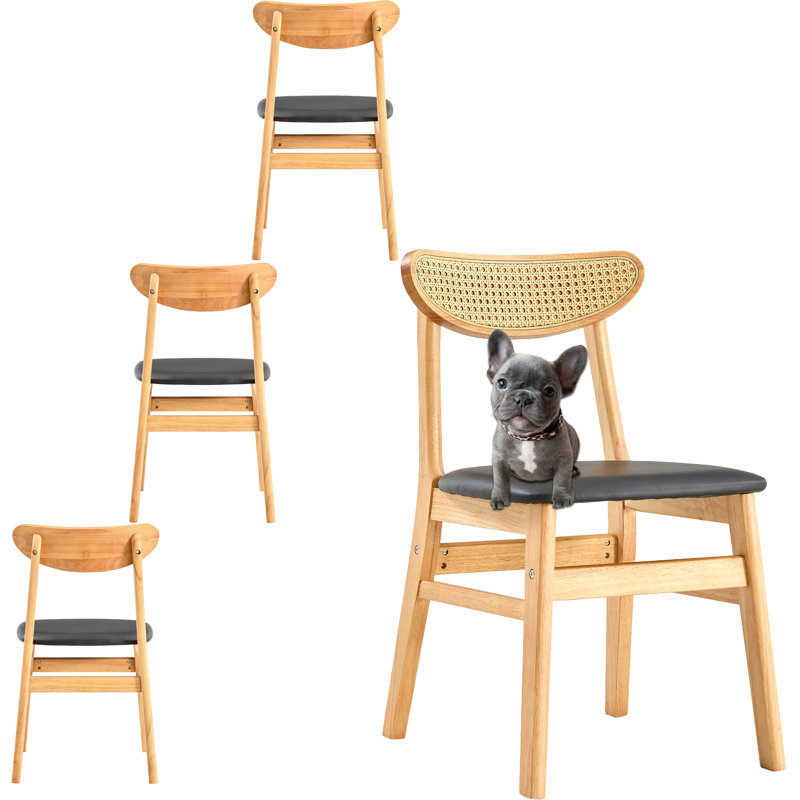 Ensemble de 4 chaises de salle à manger en bois massif à dossier courbé, Orange