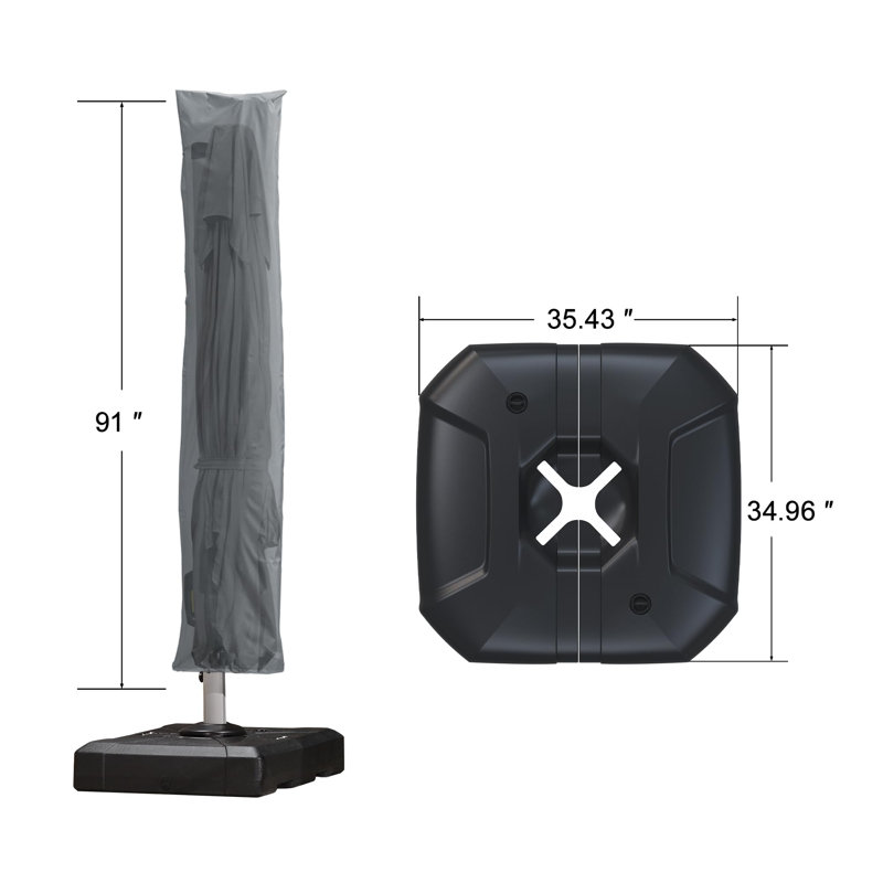 Parasol extérieur en porte-à-faux gris 10 pi avec base et housse, Gris