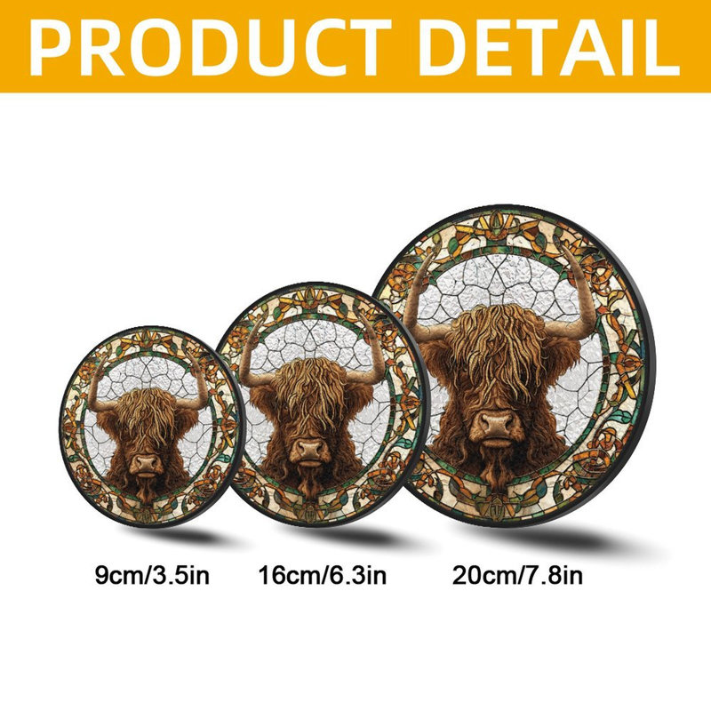 Tête de vache Highland, 3,5 x 3,5 po (9 x 9 cm)
