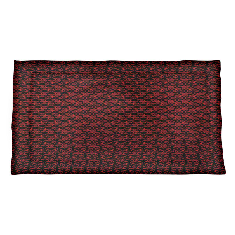 Taie décorative en treillis Katelyn Elizabeth, Microfibre, Simple standard, Rouge / noir