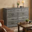 Commode 9 tiroirs en chêne gris, l 51,9 po x H 36,3 po - glissières à pleine extension, capacité de 11 lb, anti-basculement inclus