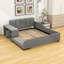 Lit plateforme en velours avec bureau Wakeeny-1317186487-1317186486