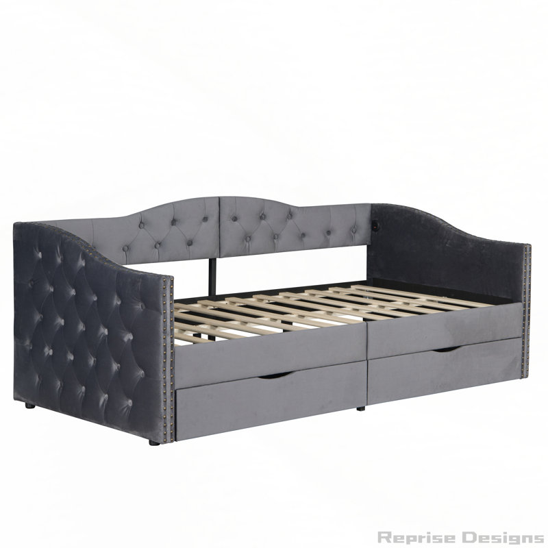 Upholstered Daybed with Storage Drawers