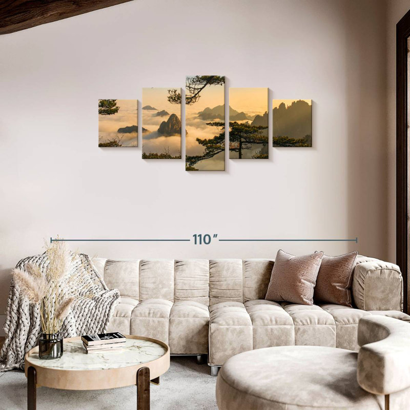 Paysage de montagne Senne Huangshan, H 34 po x l 74 po