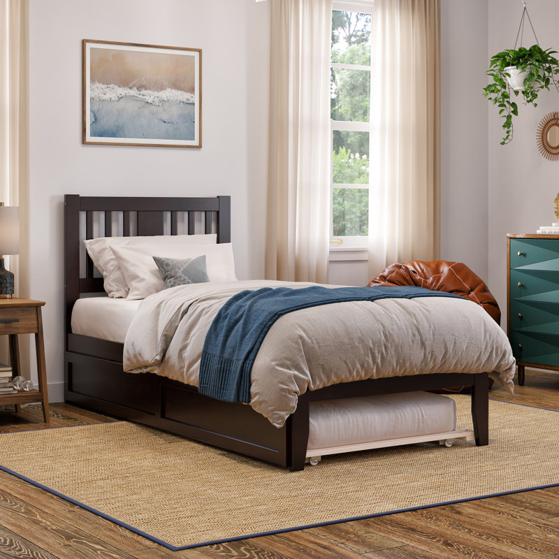 Zosia Solid Wood Storage Platform Bed, Twin XL, Espresso