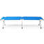 Lit de camp pliant portable bleu armée avec sac de transport, lit de camp robuste pour le camping, les voyages et les situations d'urgence.