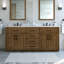 Ensemble de meuble-lavabo autoportant blanc à double cuve 72 po avec plateau en marbre blanc Athea, quincaillerie en nickel brossé Athea-32080300-86291235-86291232