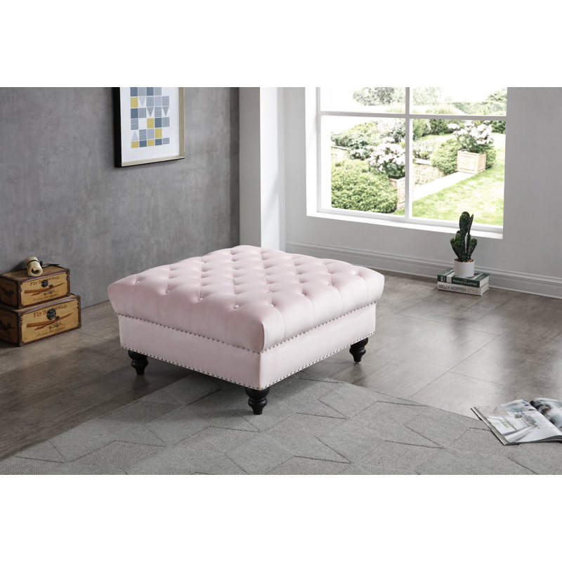 Blagdon Velvet Ottoman, Pink
