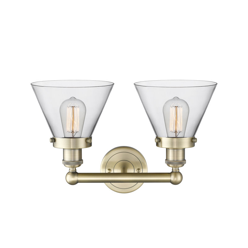 Éclairage pour meuble-lavabo à 2 lumières à intensité variable, Laiton antique, Transparent